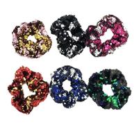 Sequins Hair Ties Flash Double Color 12 Pcs for Women Girls | Cloth Ponytail Holders, Chic Attractive Style, Keeps Strands Secure, Pack of Twelve for Daily Wear Color Color