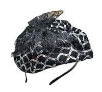Sequins Half Hat Lace Bowknot Hairband For Female French Hairhoop Evening Dress Haircover Vintage Party Hair Accessories
