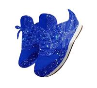 Sequins Lace-up Muffin Sneakers Blue