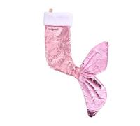 Sequins Mermaid Tail Christmas Stocking Hanging Decor Pink PVC