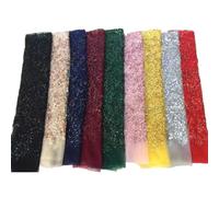 Sequins Net Lace Fabric Suitable for Custom Clothing and Decor, Featuring Unique 3D Textures and Detailed Embroidery Work (Red)