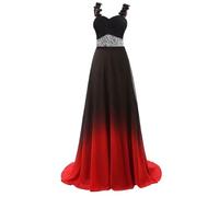 Sequins Ombre Prom Homecoming Dresses for Juniors Chiffon Wedding Bridesmaid Dresses A-line Formal Evening Gowns, 3-black&red, 10