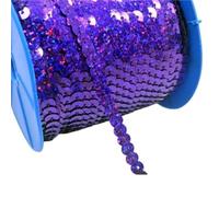 Sequins Ribbon, 10 Yards 6mm PET Round Flat Giltter Sequins for Crafts Sewing on Cloth Accessory Sequin Trim Scrapbooking DIY(Purple)