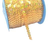 Sequins Ribbon, 10 Yards 6mm PET Round Flat Giltter Sequins for Crafts Sewing on Cloth Accessory Sequin Trim Scrapbooking DIY(Gold2)