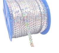 Sequins Ribbon, 10 Yards 6mm PET Round Flat Giltter Sequins for Crafts Sewing on Cloth Accessory Sequin Trim Scrapbooking DIY(Silver)