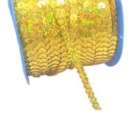 Sequins Ribbon, 10 Yards 6mm PET Round Flat Giltter Sequins for Crafts Sewing on Cloth Accessory Sequin Trim Scrapbooking DIY(Gold3)