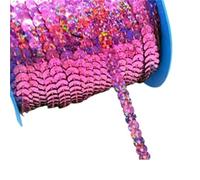 Sequins Ribbon, 10 Yards 6mm PET Round Flat Giltter Sequins for Crafts Sewing on Cloth Accessory Sequin Trim Scrapbooking DIY(Pink)