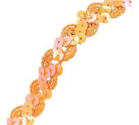 Sequins Ribbon, 5Meters 1.5cm Loose Round Flat Sequins for Crafts Sewing on Cloth Accessory Sequin Trim(Orange)