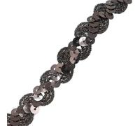 Sequins Ribbon, 5Meters 1.5cm Loose Round Flat Sequins for Crafts Sewing on Cloth Accessory Sequin Trim(Black)