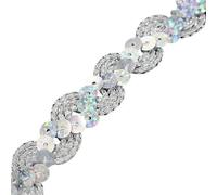 Sequins Ribbon, 5Meters 1.5cm Loose Round Flat Sequins for Crafts Sewing on Cloth Accessory Sequin Trim(Shiny Silver)