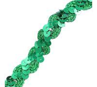 Sequins Ribbon, 5Meters 1.5cm Loose Round Flat Sequins for Crafts Sewing on Cloth Accessory Sequin Trim(Dark Green)