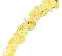 Sequins Ribbon, 5Meters 1.5cm Loose Round Flat Sequins for Crafts Sewing on Cloth Accessory Sequin Trim(Yellow)