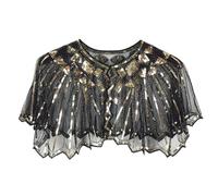 Sequins Shawl Elegant Cape Women's 1920s Shawl Beaded Sequin Deco Evening Cape Bolero Flapper Cover Up Gifts for Women Ladies Flapper Art Deco Vintage Dress Costume