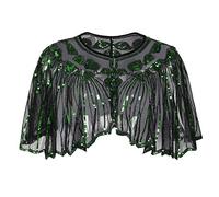 Sequins Shawl Elegant Cape Women's 1920s Shawl Beaded Sequin Deco Evening Cape Bolero Flapper Cover up Gifts for Women Clothes Halloween Christmas Xmas Green