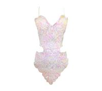 Sequins Women Butterfly Jumpsuit Backless Performance Clothing White One Size