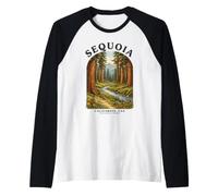 Sequoia National Park California USA Vintage Forest Raglan Baseball Tee