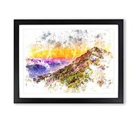 Sequoia National Park In Nevada Watercolour Modern Framed Wall Art Print, Ready to Hang Picture for Living Room Bedroom Home Office Décor, Black A4 (34 x 25 cm)
