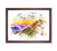Sequoia National Park In Nevada Watercolour Modern Framed Wall Art Print, Ready to Hang Picture for Living Room Bedroom Home Office Décor, Walnut A2 (64 x 46 cm)