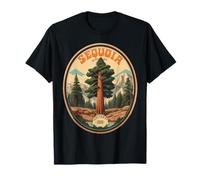 Sequoia National Park Tree Illustration Hiking Retro Badge T-Shirt
