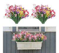 Sequpr 12 Pcs Artificial Flowers Outdoor Like Real Purple Silk Fake Flowers Balcony Garden Flower Pot Home Decor 6 Colors