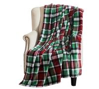 Serafina Home Christmas Holiday Throw Blanket: Country Rustic Red Green White Black Plaid Traditional Tartan Design