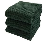 Serafina Home, Dark Green Kitchen Tea Towels, Set of 3 Cloths in 100% Cotton, Soft, for Cleaning and Drying, Absorbent and Soft, Multi-Purpose, for Daily Use
