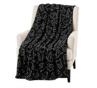 Serafina Home Halloween Ghost Fleece Throw Blanket, 50 x 70 inches, Black and White for Sofas, Chairs, beds