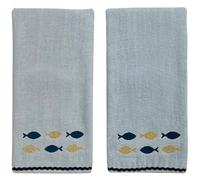 Serafina Home Nautical Hand Towels Set, Light Blue, Fish Embroidery, 16 x 25 inches, 2 Piece