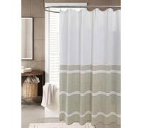Serafina Home Nautical Striped Sage Green and White Fabric Shower Curtain: 100% Cotton Luxury Hotel with Detailed Decorative Weave for Bathroom 70" x 72" (Chase Sage)