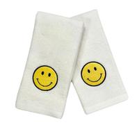Serafina Home Smiley Smiling Face Bathroom Tip Towel - 100% Cotton 2 pc Set Fingertip 12 x18 Inch Housewarming -Birthday -Graduation Gift Decor