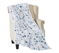 Serafina Home Watercolor Botanical Blue Fleece Throw Blankets: Soft Plush Floral Leaf Accent for Sofa Couch Chair Bed or Dorm, Color: Teal Blue Light Blue
