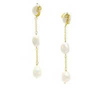 Serafina Three Pearl Drop Earrings - Gold Vermeil LENAE Gold One Size