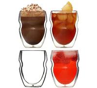 Serafino Double Wall 8 oz Beverage & Coffee Glasses - Set of 4 Insulated Drinking Glasses