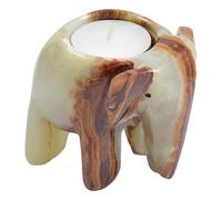 Serafino Himalayan Elephant 3 Inch Marble Fossilstone Tea Light Candle Holder Home Office Decor Cute Ornament for Home Great Gift