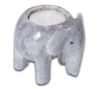 Serafino Himalayan Elephant 3 Inch Marble Fossilstone Tea Light Candle Holder Home Office Decor Cute Ornament for Home Great Gift