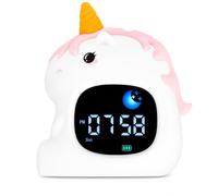 Seraniva Kids Alarm Clock, Toddler Sleep Trainer, Baby Digital LED Clock with Temperature & Calendar, 9 Color Night Light, 6 White Noise Sounds, USB-C Rechargeable Battery, Adjustable Brightness