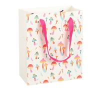Serano 23cm Medium Funky Fungi Mushroom Print Gift Bag - White - 1