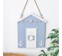 Serano Blue Life Ring Beach Hut Hanging Decoration - Blue - MDF