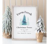 Serano Farm Fresh Christmas Trees Framed Wall Art Print - White - 1