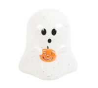 Serano Ghost Shaped Tealight Candle Holder with Pumpkin - White - Ceramic - 1