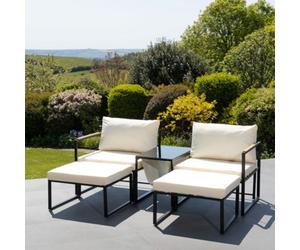 Serano Outdoor 2 Seat Sofa With Centre Table + Stools