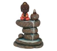 Something Different Red Buddha And Rock Pond Backflow Incense Burner, Red