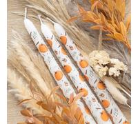Serano Set of 3 Pumpkin Taper Candles - Paraffin Wax - 1