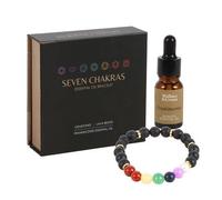 Serano Seven Chakra Mixed Gemstone Essential Oil Bracelet - Black - 1 - H3.30cm x W11.50cm x D11.70cm