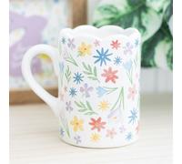 Serano Spring Floral Print Scalloped Mug - White - Ceramic - 1