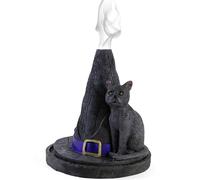 Serano Witch Hat With Cat Incense Cone Holder - Grey - Resin & Polyresin - 10