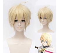 Seraph of The End Mikaela Hyakuya Short Straight Blonde Heat Resistant Synthetic Hair Cosplay Halloween Party + Free Wig Cap