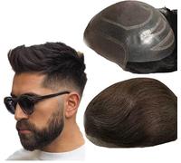 SeraphicWig Hair System For Men Swiss Lace Pu Front And Back Mens Toupee Durable Toupee 100% Human Hair Men's Hairpieces 8x10 Inches Base Size Hair Replacement System for Men