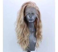 SeraphicWig Linen Long Curly Wavy Synthetic Lace Front Wig for Women Beautiful Loose Curl Synthetic Wig for Party Heat Reisitant Fiber Hair 22nch