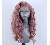 SeraphicWig Long Curly Wavy Pink Wig Beautiful Loose Curl Synthetic Lace Front Wigs for Women Heat Resistant Fiber Hair 24inch